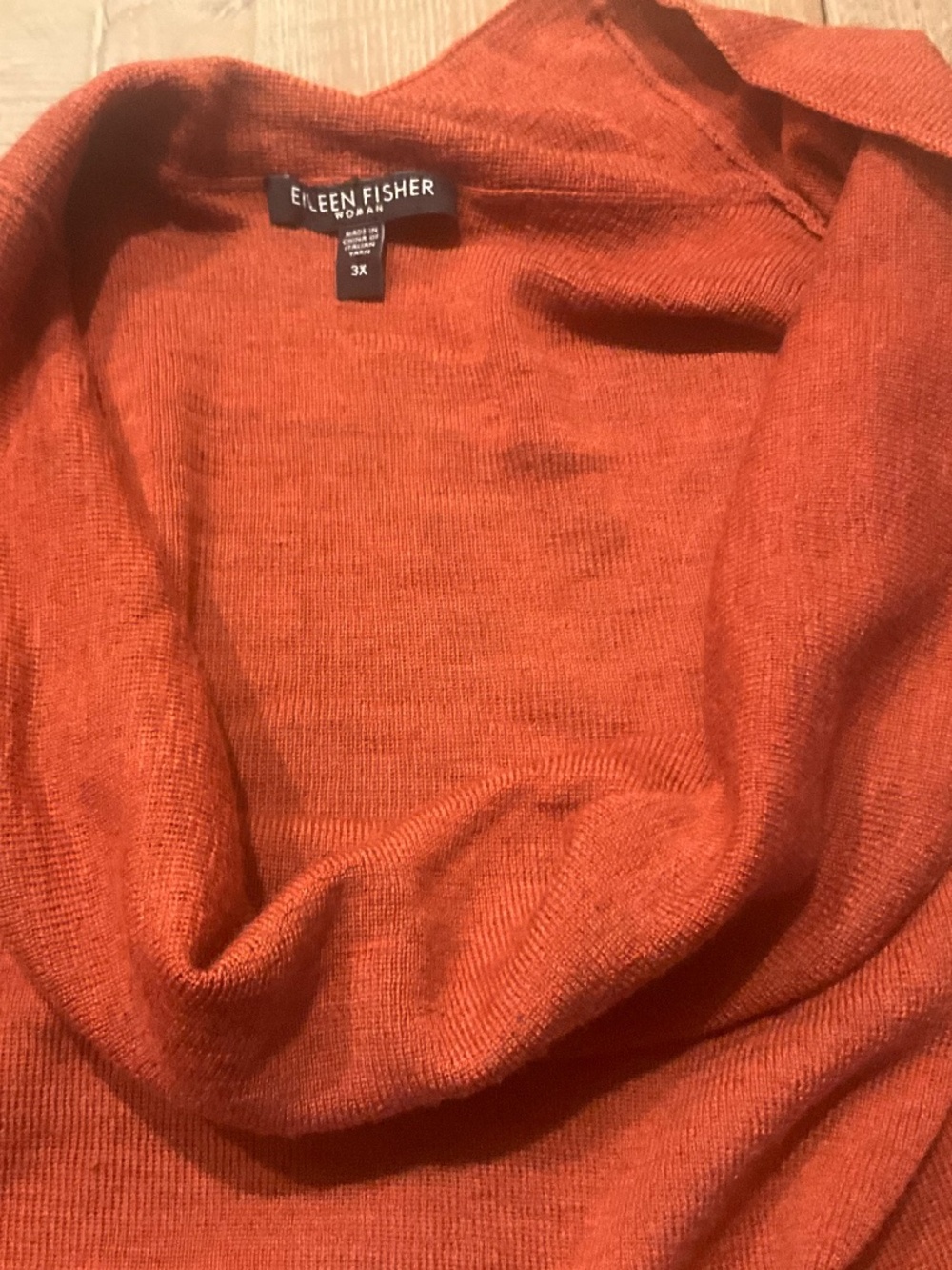 Eileen Fisher Rust Merino Wool Cowl Neck Sweater 3X Retail $258.00